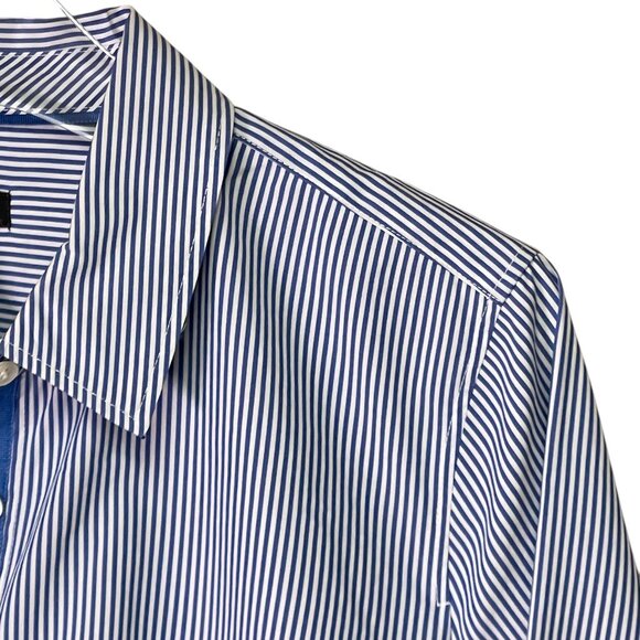 TALBOTS STRIPED POPLIN HIDDEN BUTTON-UP BLOUSE – SIZE MEDIUM - Picture 6 of 6
